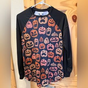 LuLaRoe Black and Orange Pumpkin Top